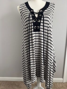 Maria Gabrielle Resortwear Striped Sleeveless Bathing Suit Coverup Size XL